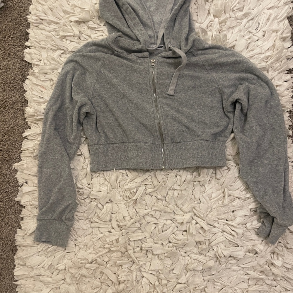 Gray Cropped Hoodie